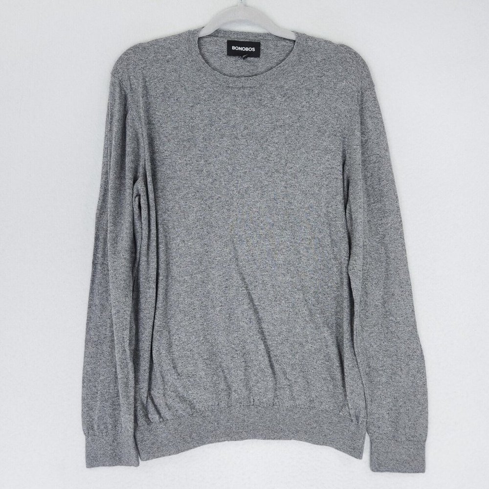 Bonobos Sweater Mens Large Slim Gray Crew Neck Cotton Lightweight Classic Casual